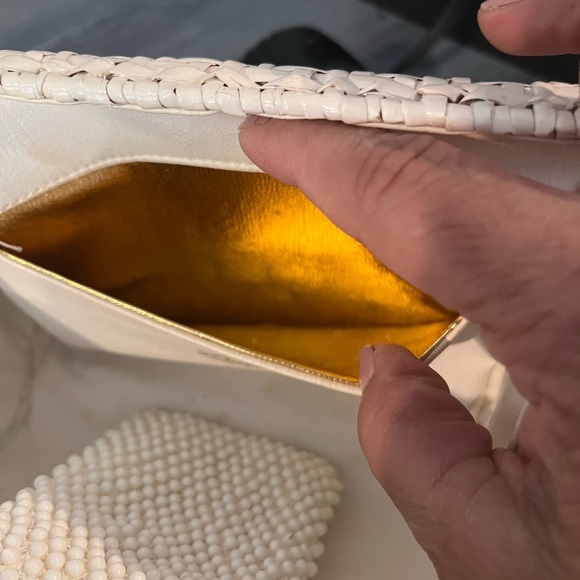 Vintage 1950s Rodo Italy Wicker Straw Woven Clutch Bag White - Picture 11 of 11